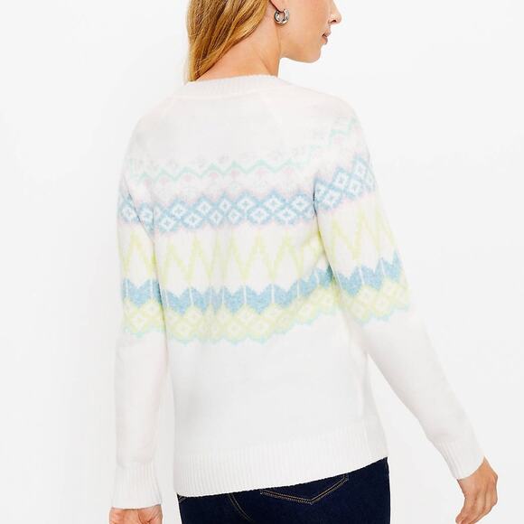 Ann Taylor Loft Fair Isle Relaxed Sweater Womens Medium Petite Soft Wool Blend - Picture 3 of 9